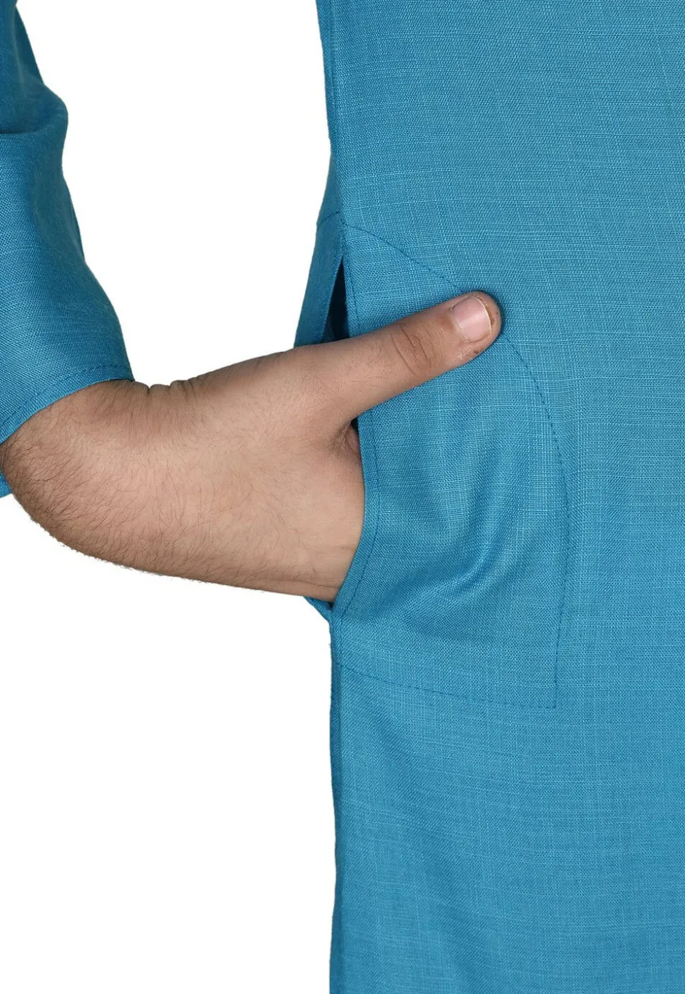 Solid Color Cotton Dhoti Kurta in Blue