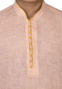 Solid Color Cotton Dhoti Kurta in Peach