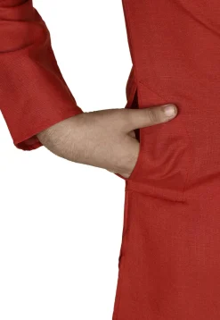 Solid Color Cotton Dhoti Kurta in Red