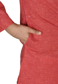 Solid Color Cotton Dhoti Kurta in Red