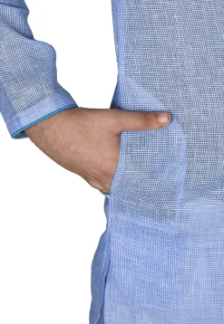Solid Color Cotton Dhoti Kurta in Light Blue