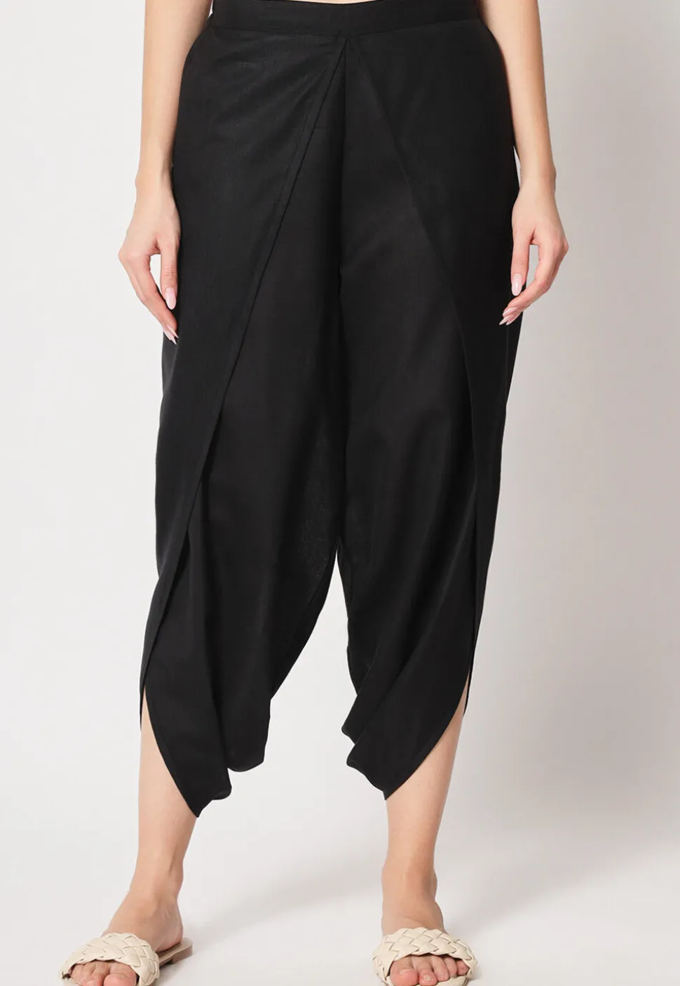 Solid Color Cotton Dhoti in Black