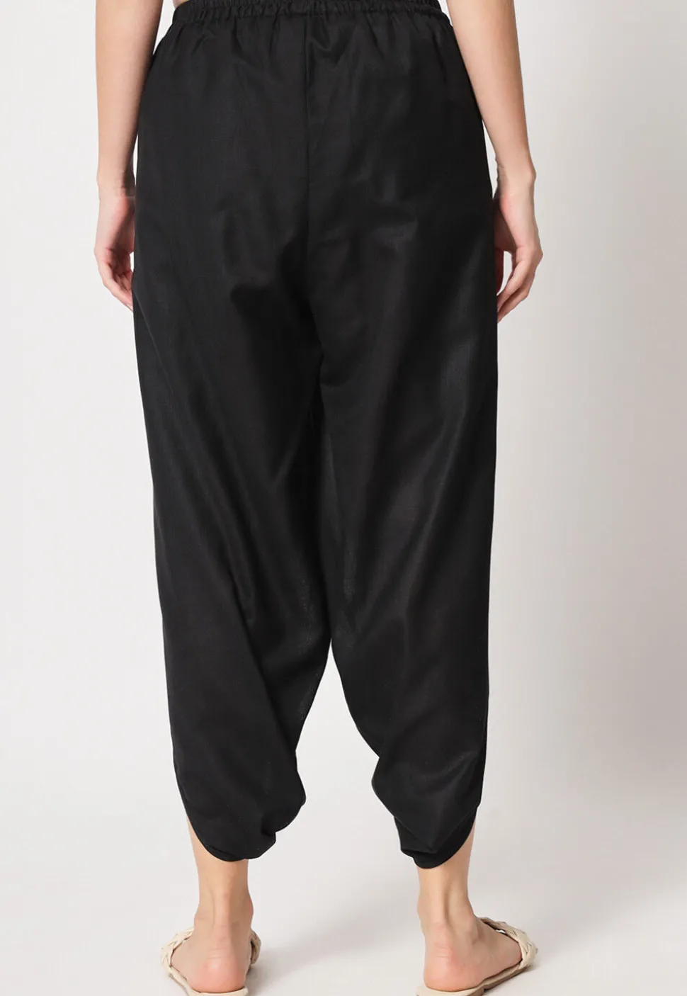 Solid Color Cotton Dhoti in Black