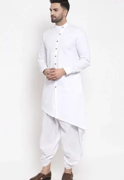 Solid Color Cotton Dhoti Kurta White