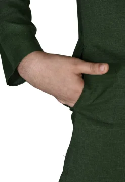 Solid Color Cotton Dhoti Kurta in Dark Green