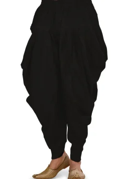 Solid Color Cotton Dhoti Pant in Black