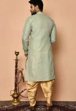 Solid Color Cotton Dhoti Kurta in Pastel Green