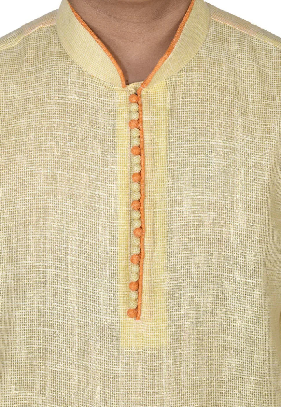 Solid Color Cotton Dhoti Kurta in Yellow