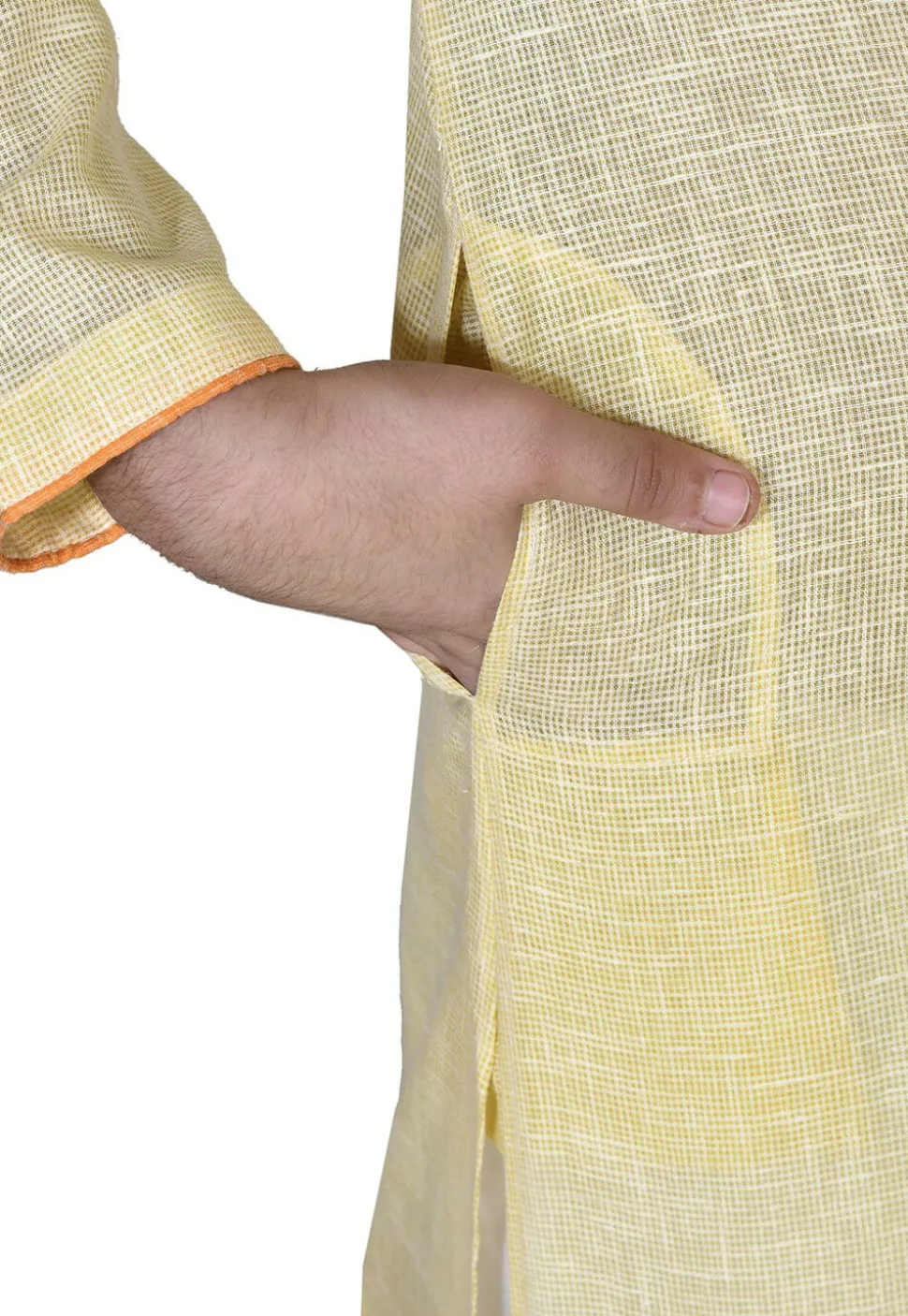 Solid Color Cotton Dhoti Kurta in Yellow