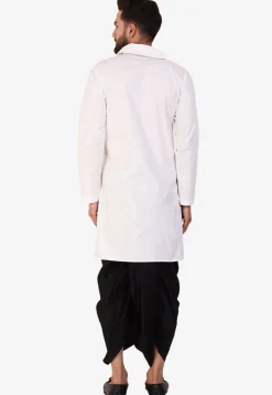 Solid Color Cotton Dhoti Kurta in Off White