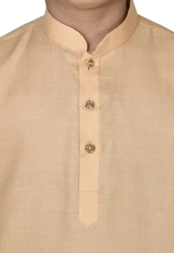 Solid Color Cotton Dhoti Kurta in Beige