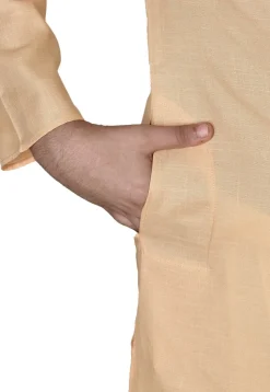 Solid Color Cotton Dhoti Kurta in Beige