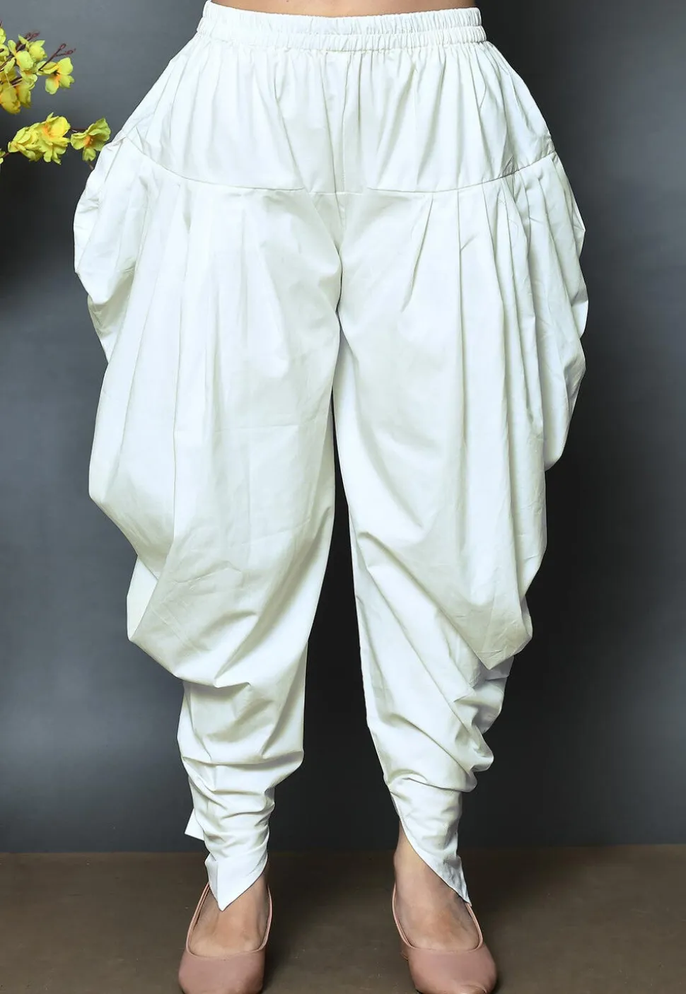 Solid Color Cotton Dhoti in White