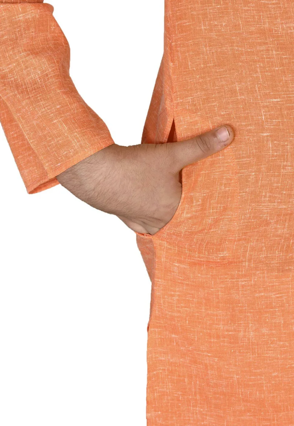 Solid Color Cotton Dhoti Kurta in Peach