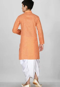 Solid Color Cotton Dhoti Kurta in Peach