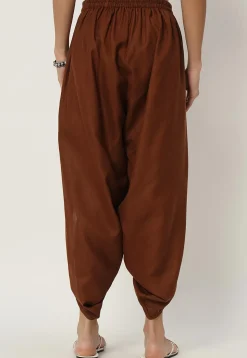 Solid Color Cotton Flex Dhoti Pant in Brown