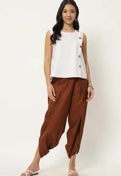 Solid Color Cotton Flex Dhoti Pant in Brown