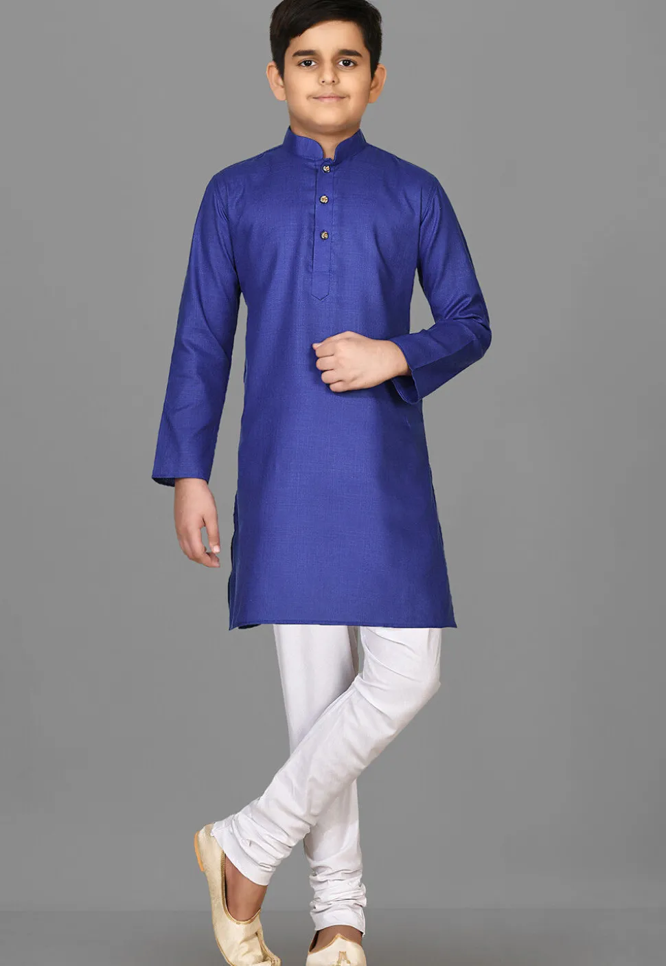 Solid Color Cotton Kurta in Royal Blue