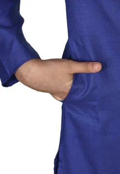 Solid Color Cotton Kurta in Royal Blue