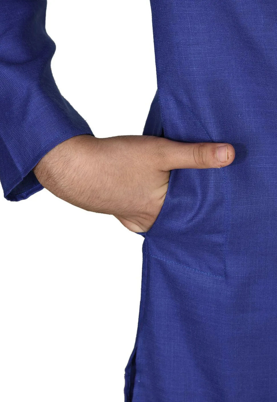 Solid Color Cotton Kurta in Royal Blue