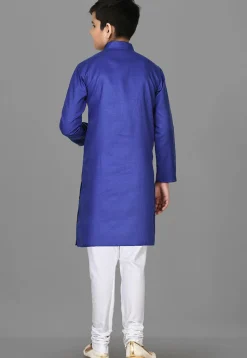 Solid Color Cotton Kurta in Royal Blue
