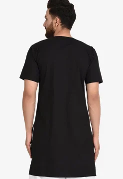 Solid Color Cotton Kurta in Black