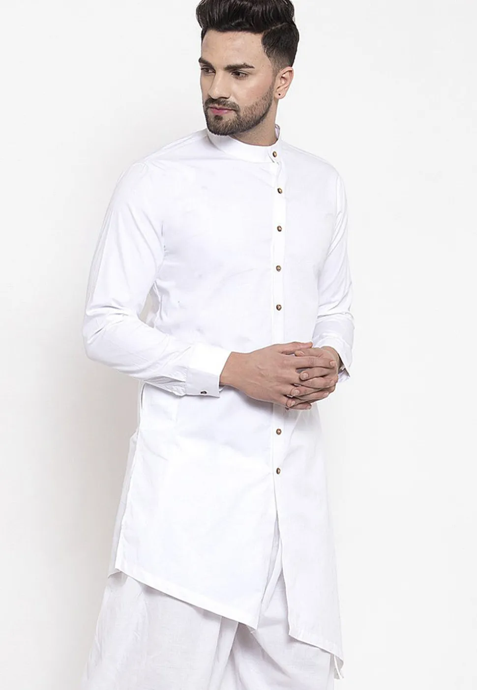 Solid Color Cotton Kurta White