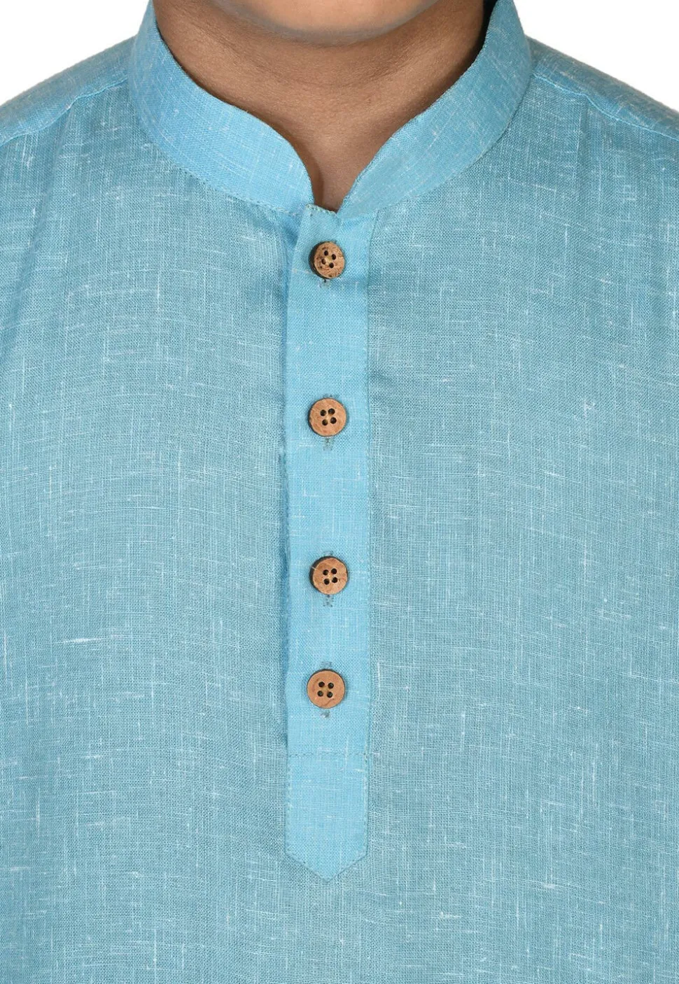 Solid Color Cotton Kurta in Sky Blue
