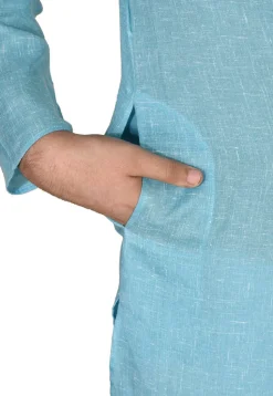 Solid Color Cotton Kurta in Sky Blue