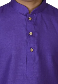 Solid Color Cotton Kurta in Violet