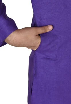 Solid Color Cotton Kurta in Violet