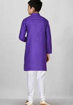 Solid Color Cotton Kurta in Violet
