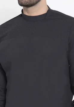 Solid Color Cotton Kurta in Black