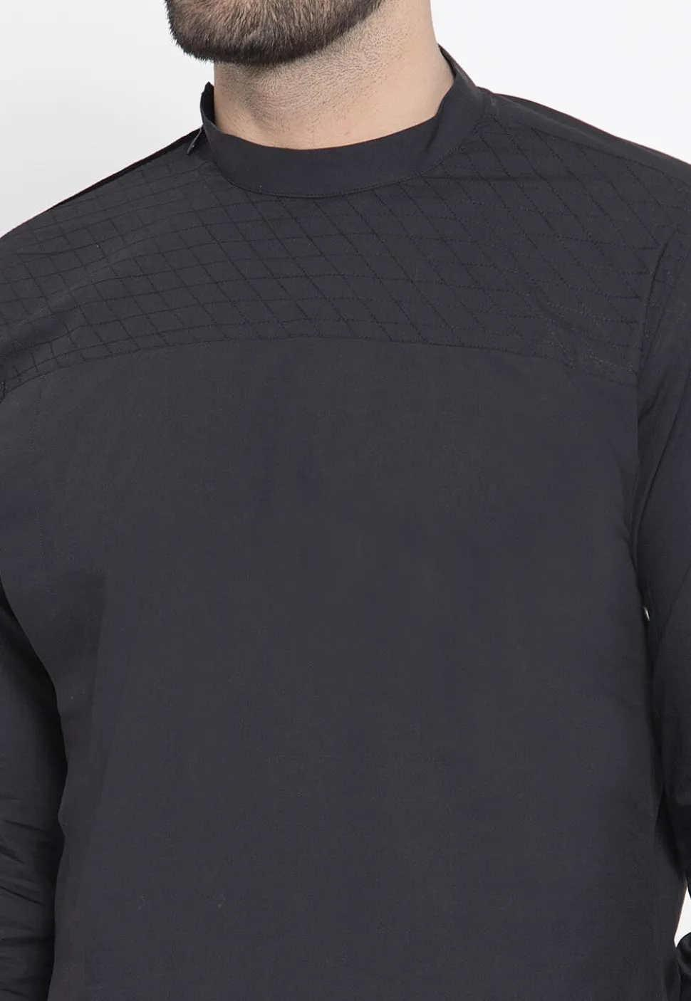 Solid Color Cotton Kurta in Black
