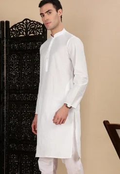 Solid Color Cotton Kurta in White