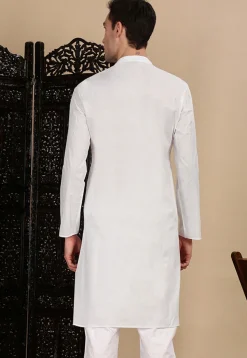 Solid Color Cotton Kurta in White