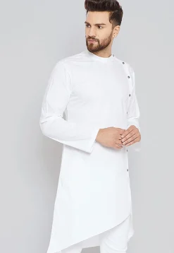 Solid Color Cotton Kurta in White