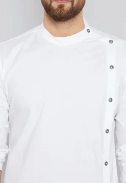 Solid Color Cotton Kurta in White