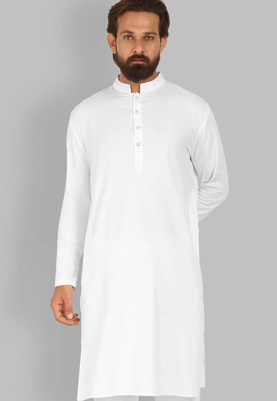 Solid Color Cotton Kurta in White