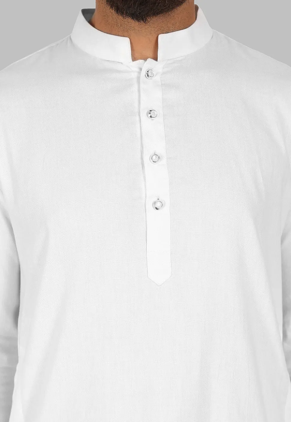 Solid Color Cotton Kurta in White