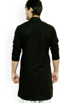 Solid Color Cotton Kurta in Black