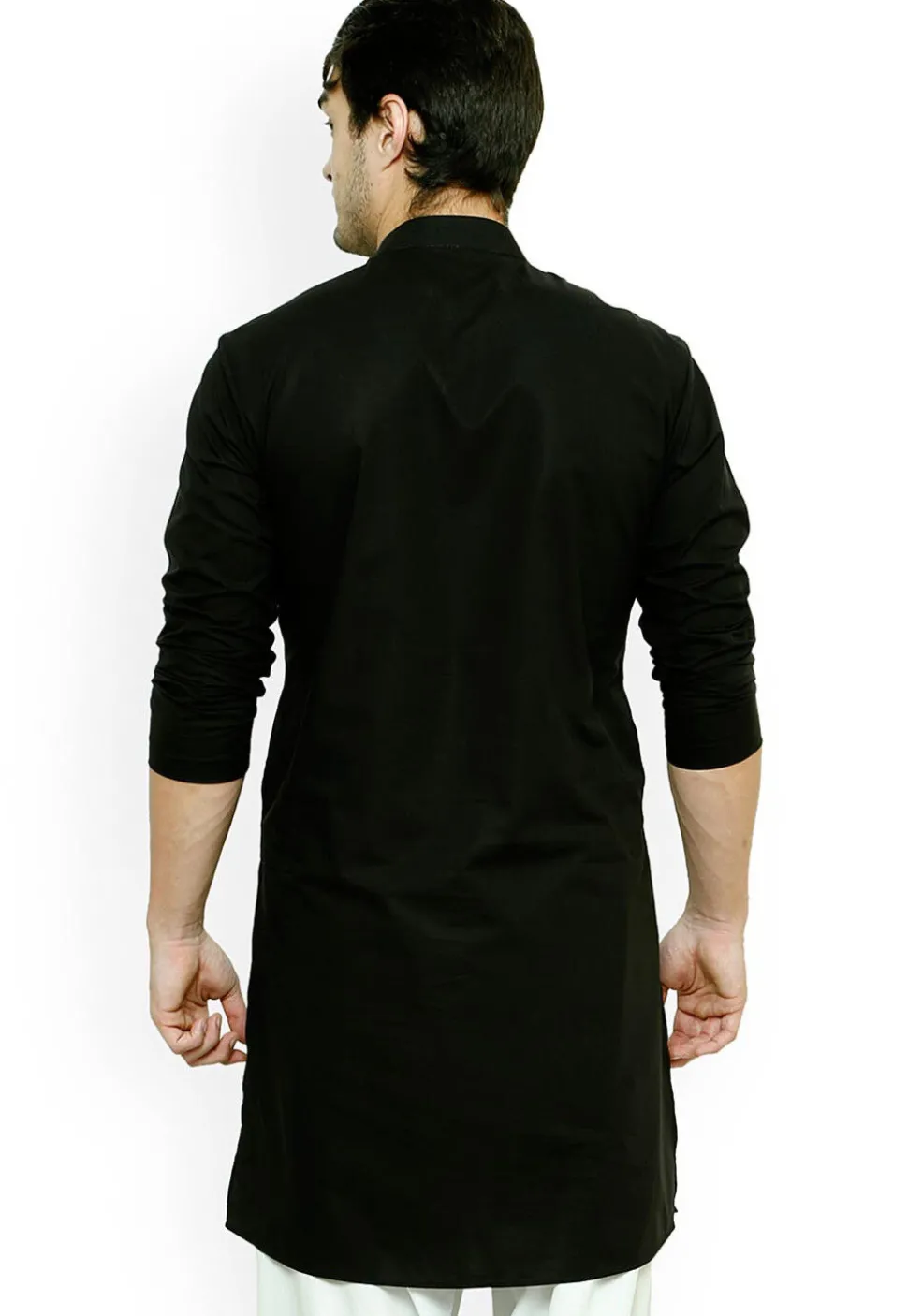 Solid Color Cotton Kurta in Black