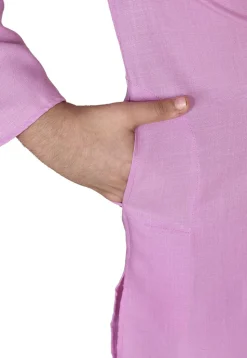 Solid Color Cotton Kurta Set in Pink
