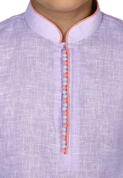 Solid Color Cotton Kurta Set in Light Purple