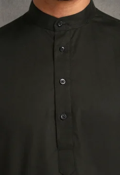 Solid Color Cotton Kurta in Dark Olive Green