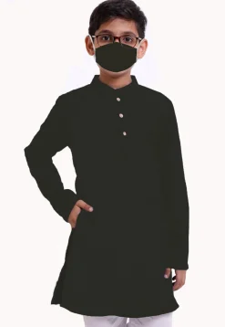 Solid Color Cotton Kurta in Black