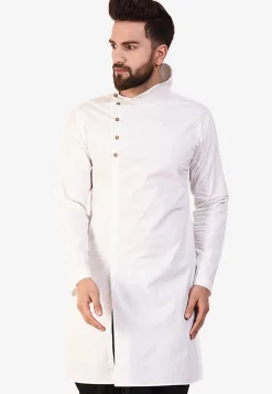 Solid Color Cotton Kurta in Off White