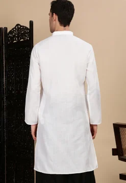 Solid Color Cotton Kurta in White