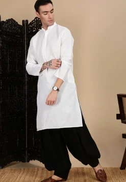 Solid Color Cotton Kurta in White