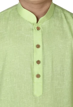 Solid Color Cotton Kurta in Light Green